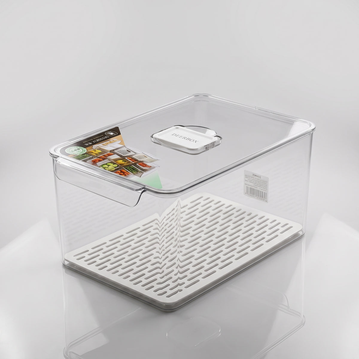 Leakproof Refrigerator Storage Box With With Lid & Removable Drain Plate By Zodiya