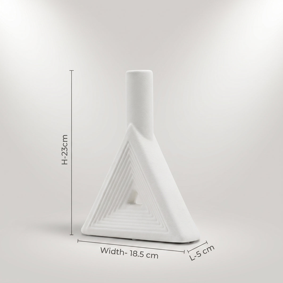 White Triangular Ceramic Flower Vase by Zodiya