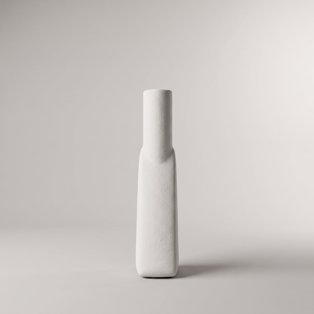 White Triangular Ceramic Flower Vase by Zodiya