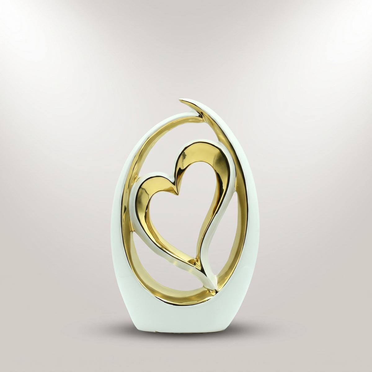 White and Gold Ceramic Heart Decor by Zodiya