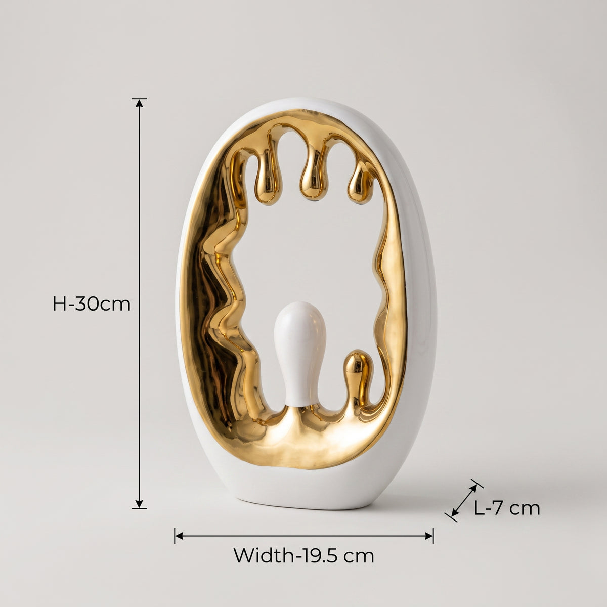 White and Gold Ceramic Dripping Decor By Zodiya
