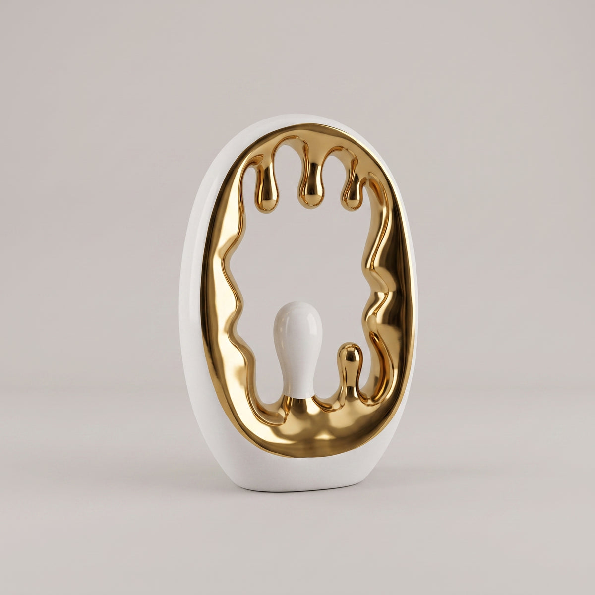 White and Gold Ceramic Dripping Decor By Zodiya