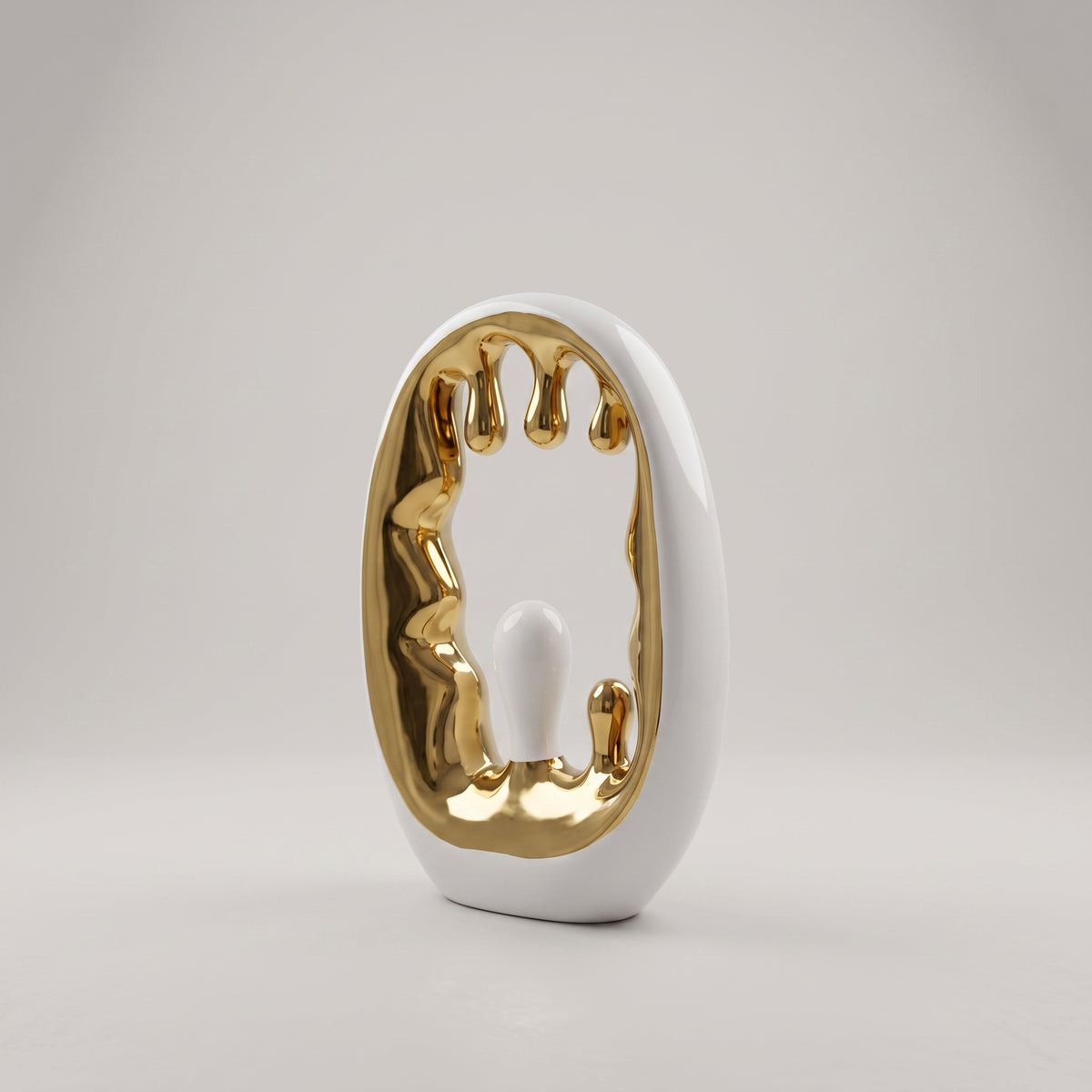 White and Gold Ceramic Dripping Decor By Zodiya