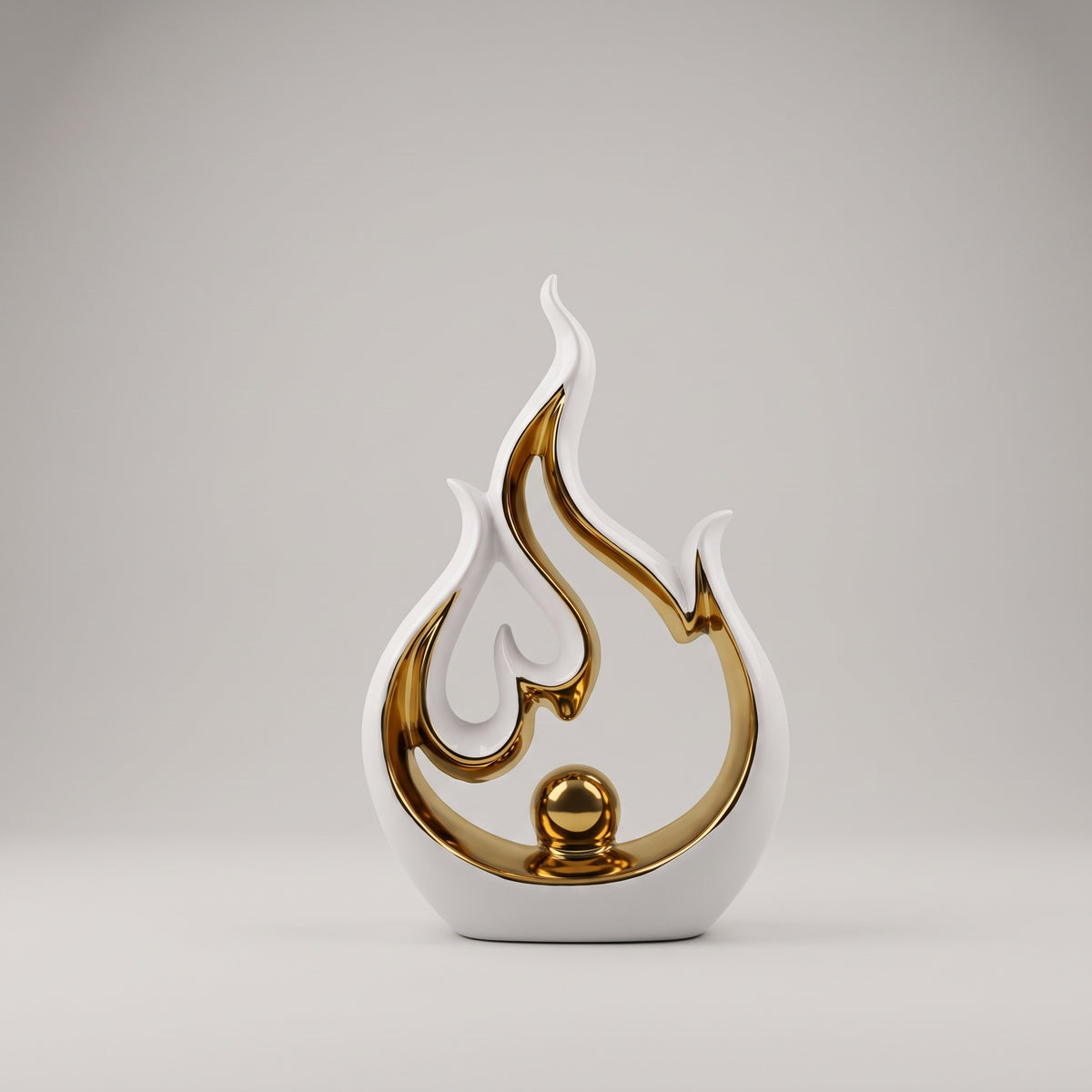 White and Gold Ceramic Flame Decor By Zodiya