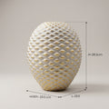 White and Gold Ceramic Flower Vase (Hobnail) By Zodiya