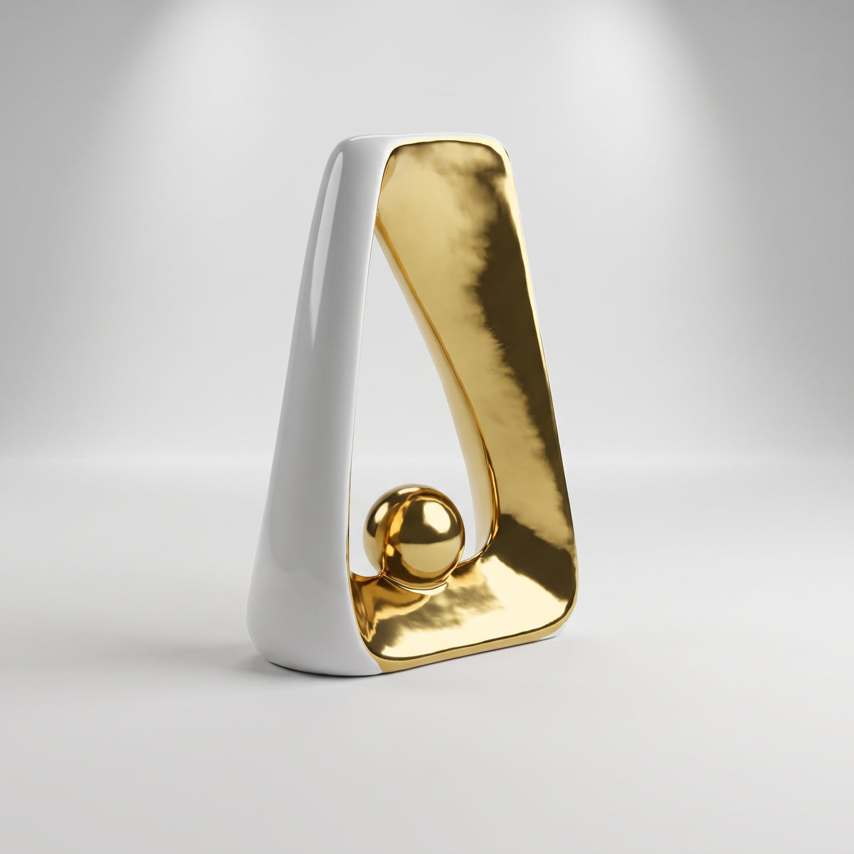 Gold and White Large Ceramic Decor By Zodiya