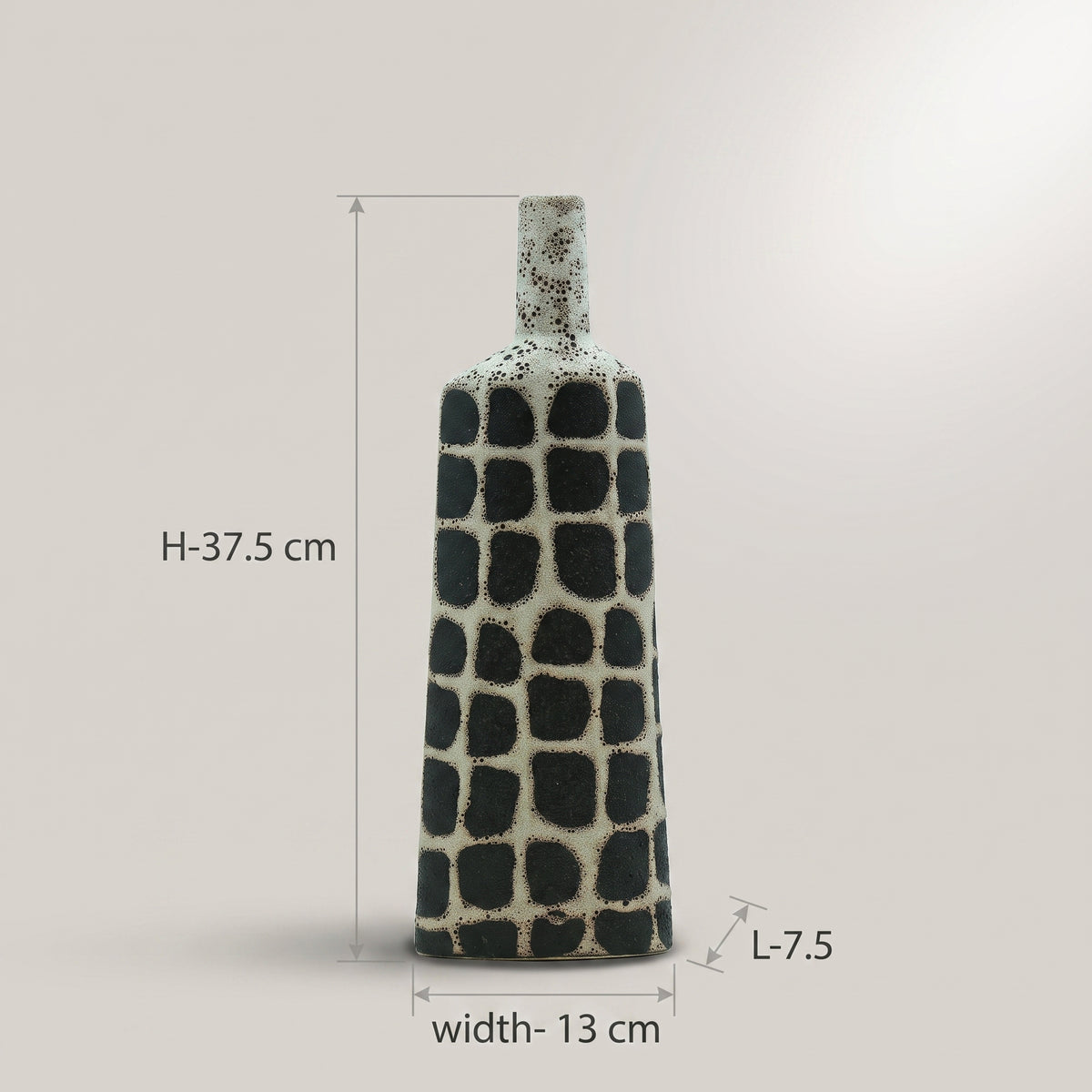 Black and Cream Ceramic Bottle Vase By Zodiya