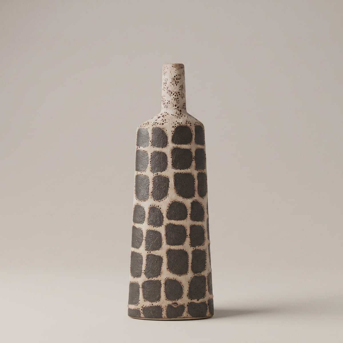 Black and Cream Ceramic Bottle Vase By Zodiya