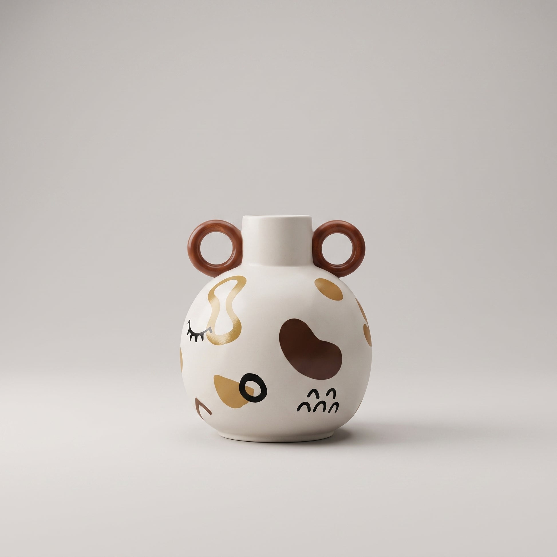 Brown Spotted Ceramic Flower Vase By Zodiya-5