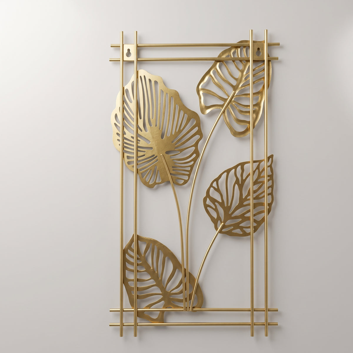 Metal Leaf Wall Art in Gold Frame By Zodiya