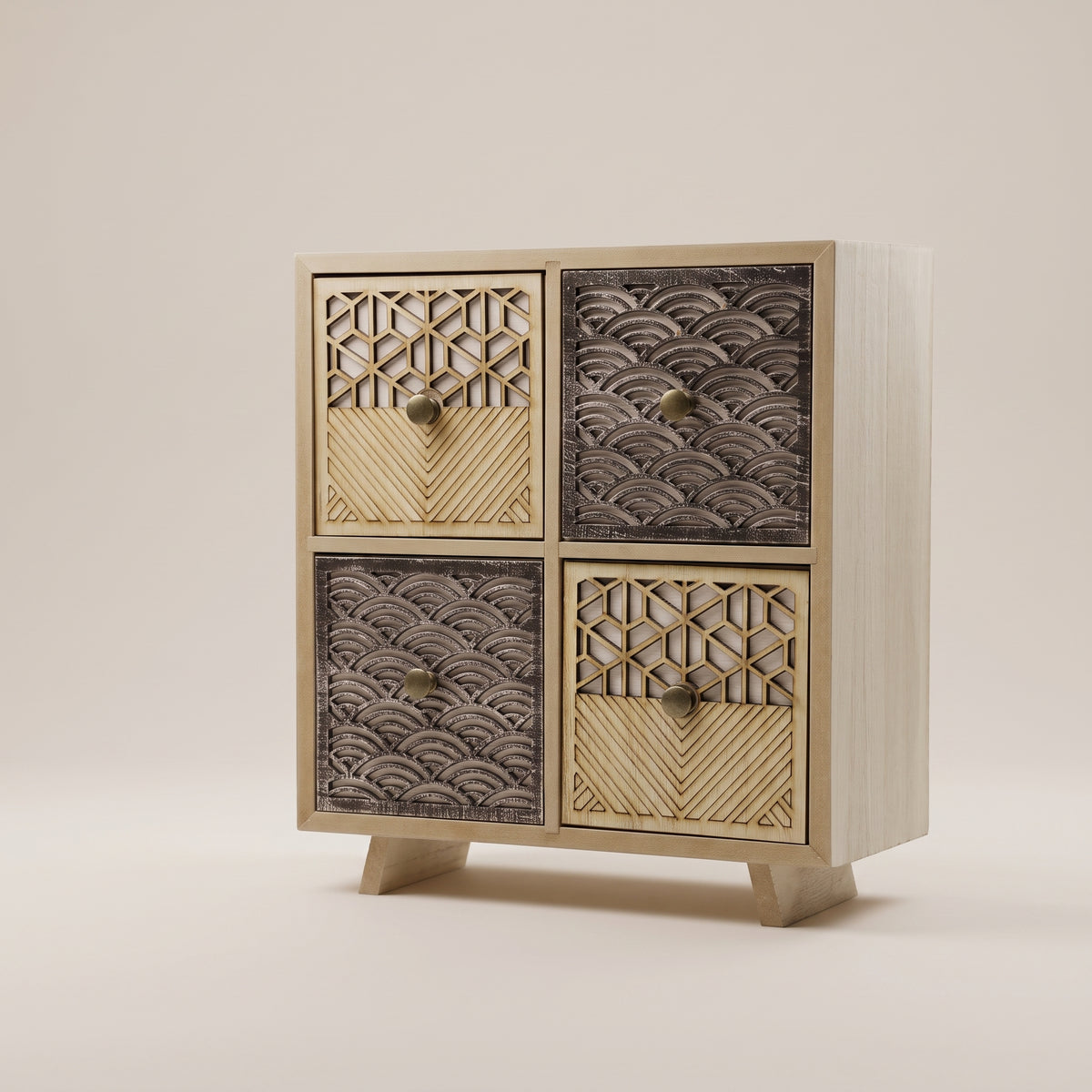 Geometric Wooden Jewellery Organiser Box by Zodiya
