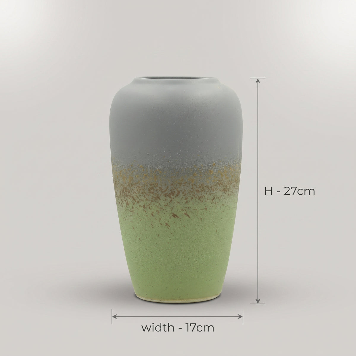 Ceramic Large Green and Grey Flower Vase By Zodiya