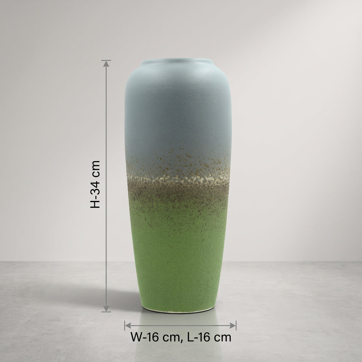 Sage Green and Grey Large Ceramic Flower Vase By Zodiya