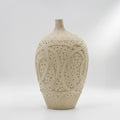 Beige Carved Ceramic Flower Vase By Zodiya