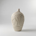 Beige Carved Ceramic Flower Vase By Zodiya