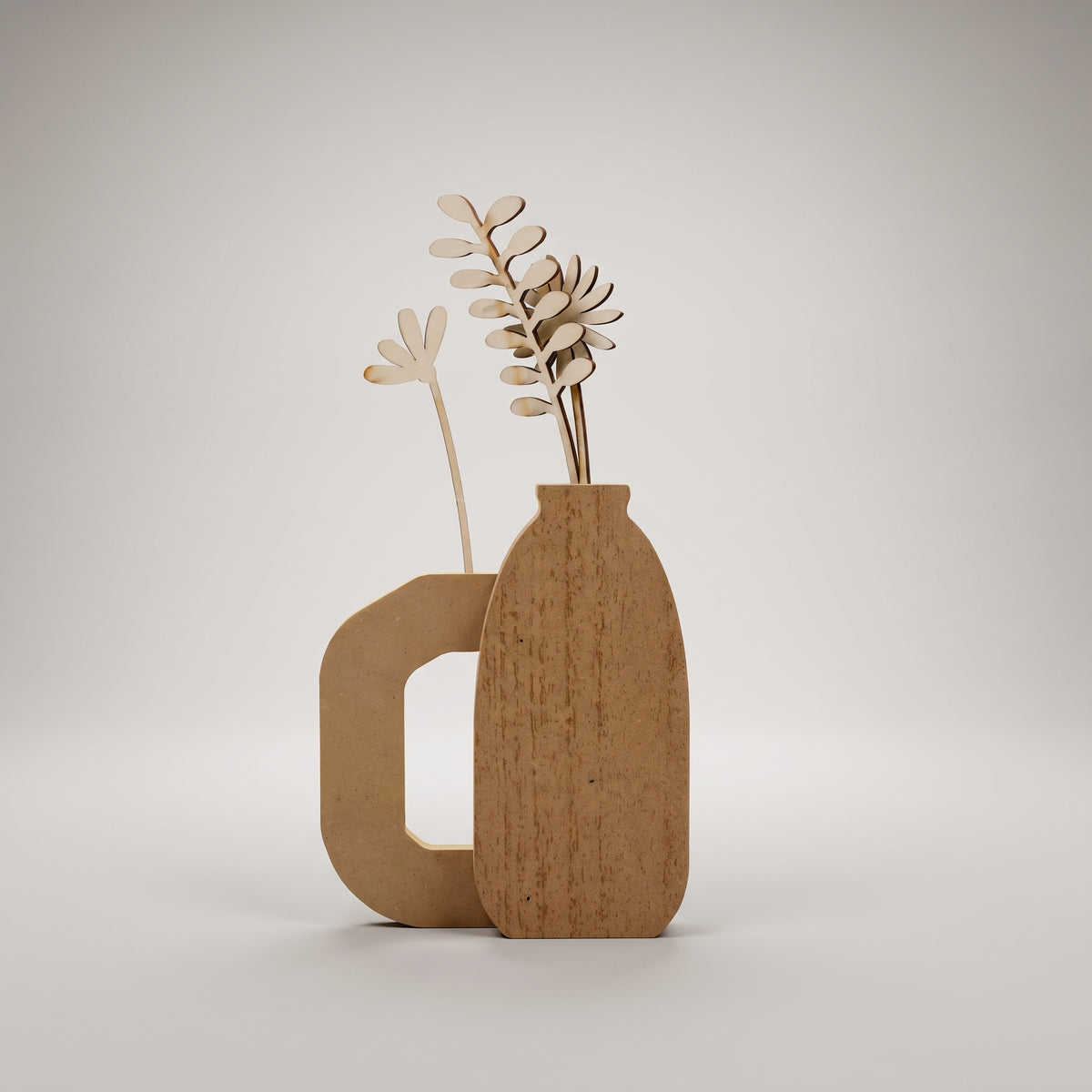 Yellow Wooden Floral Vase Wall Decor by Zodiya
