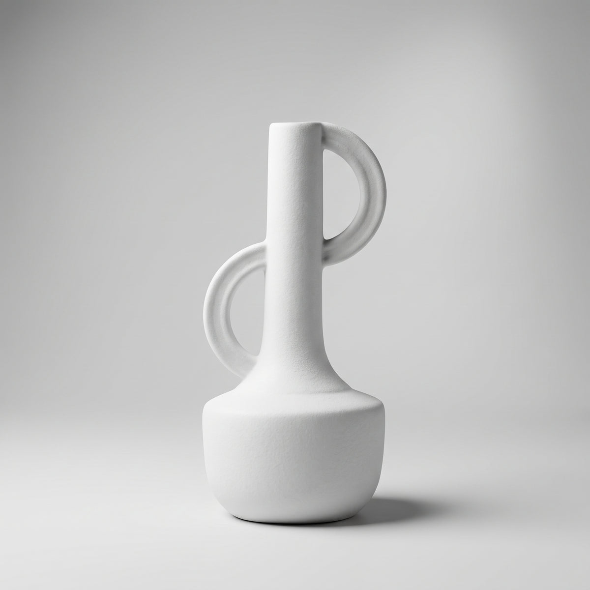 White Dual Handle Small Ceramic Vase By Zodiya