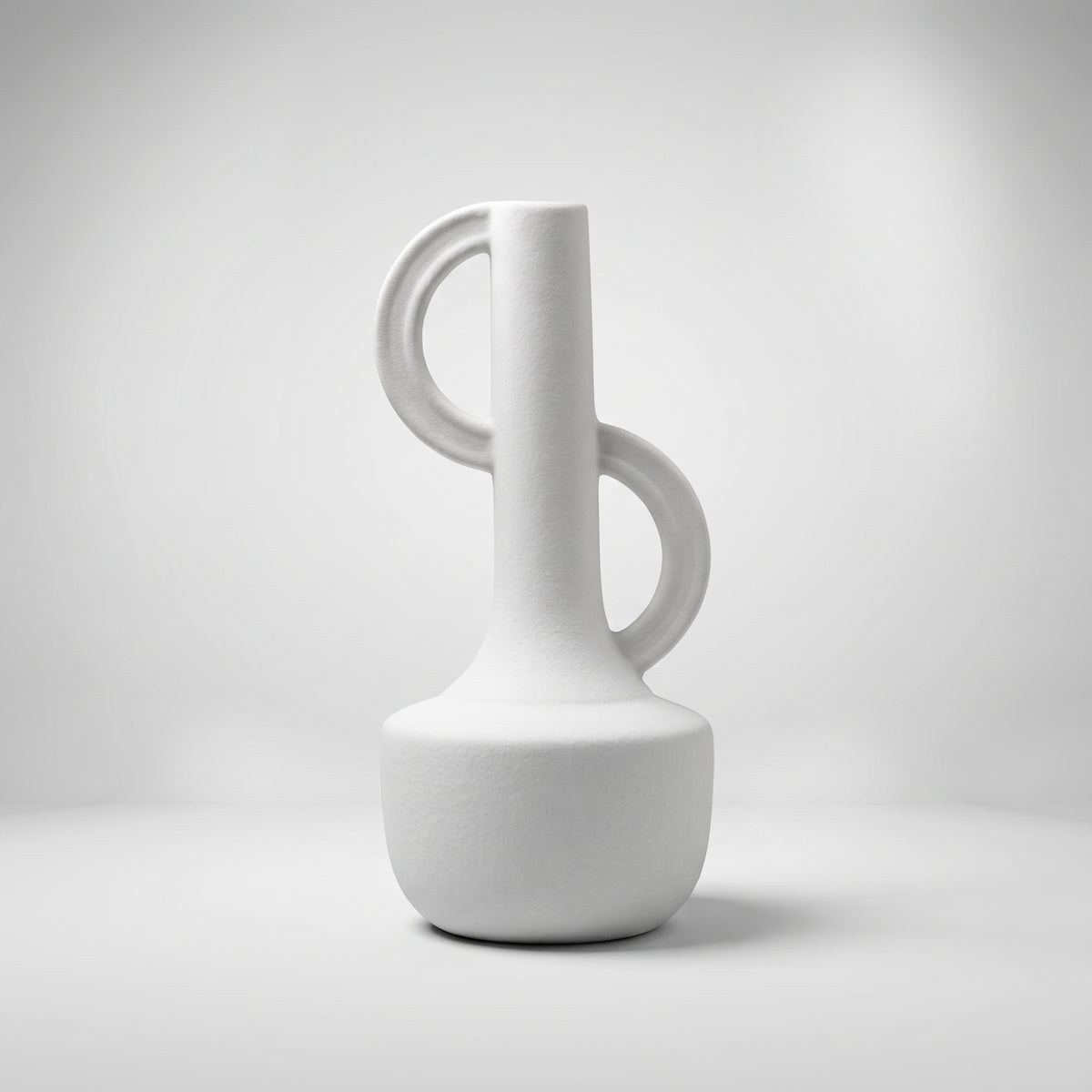 White Dual Handle Small Ceramic Vase By Zodiya