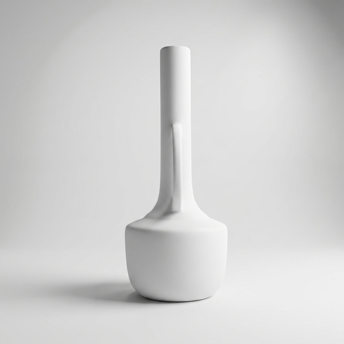 White Dual Handle Ceramic Bottle Vase By Zodiya