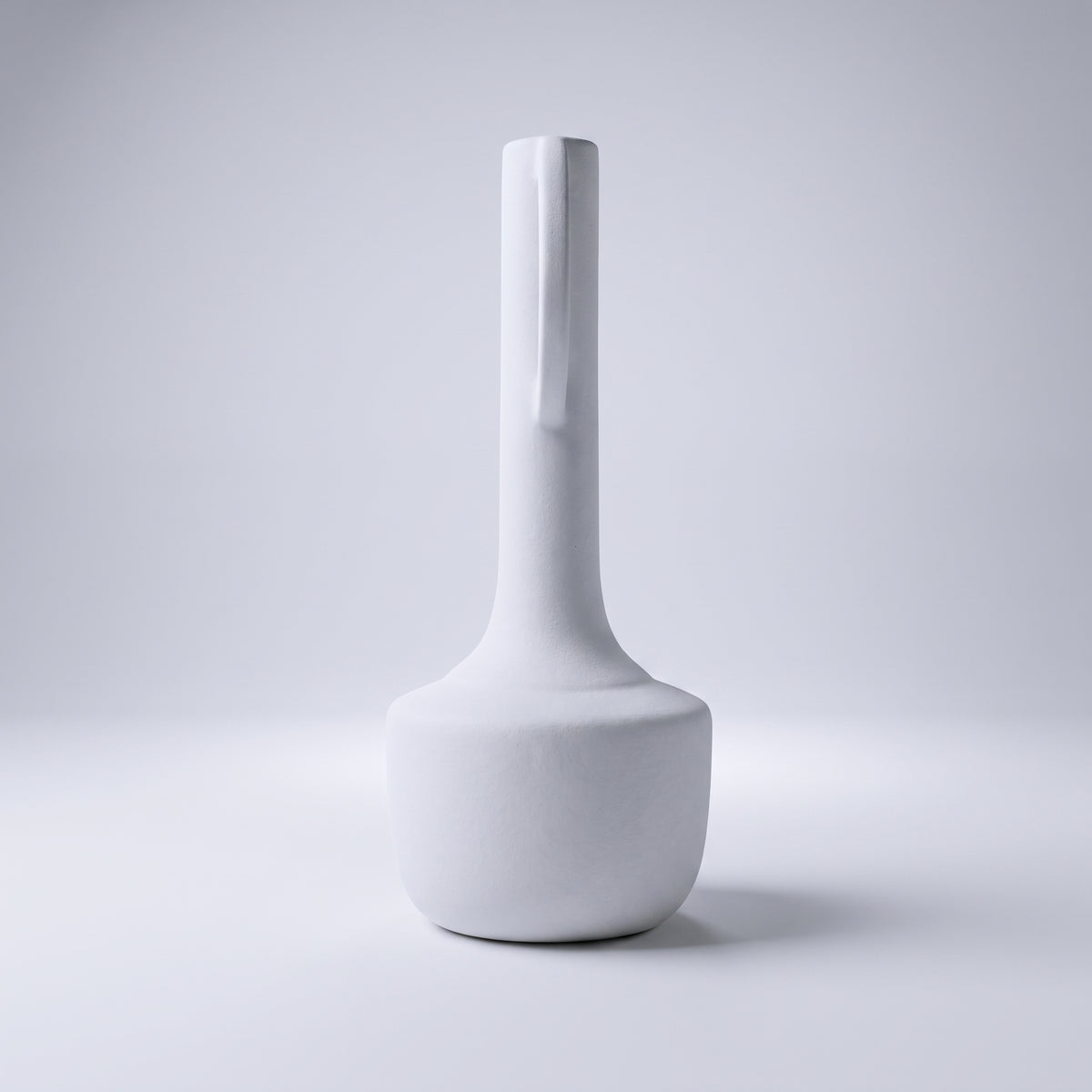 White Dual Handle Ceramic Bottle Vase By Zodiya