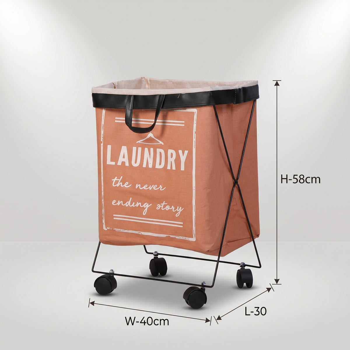 Brick Colour Rolling Laundry Basket by Zodiya