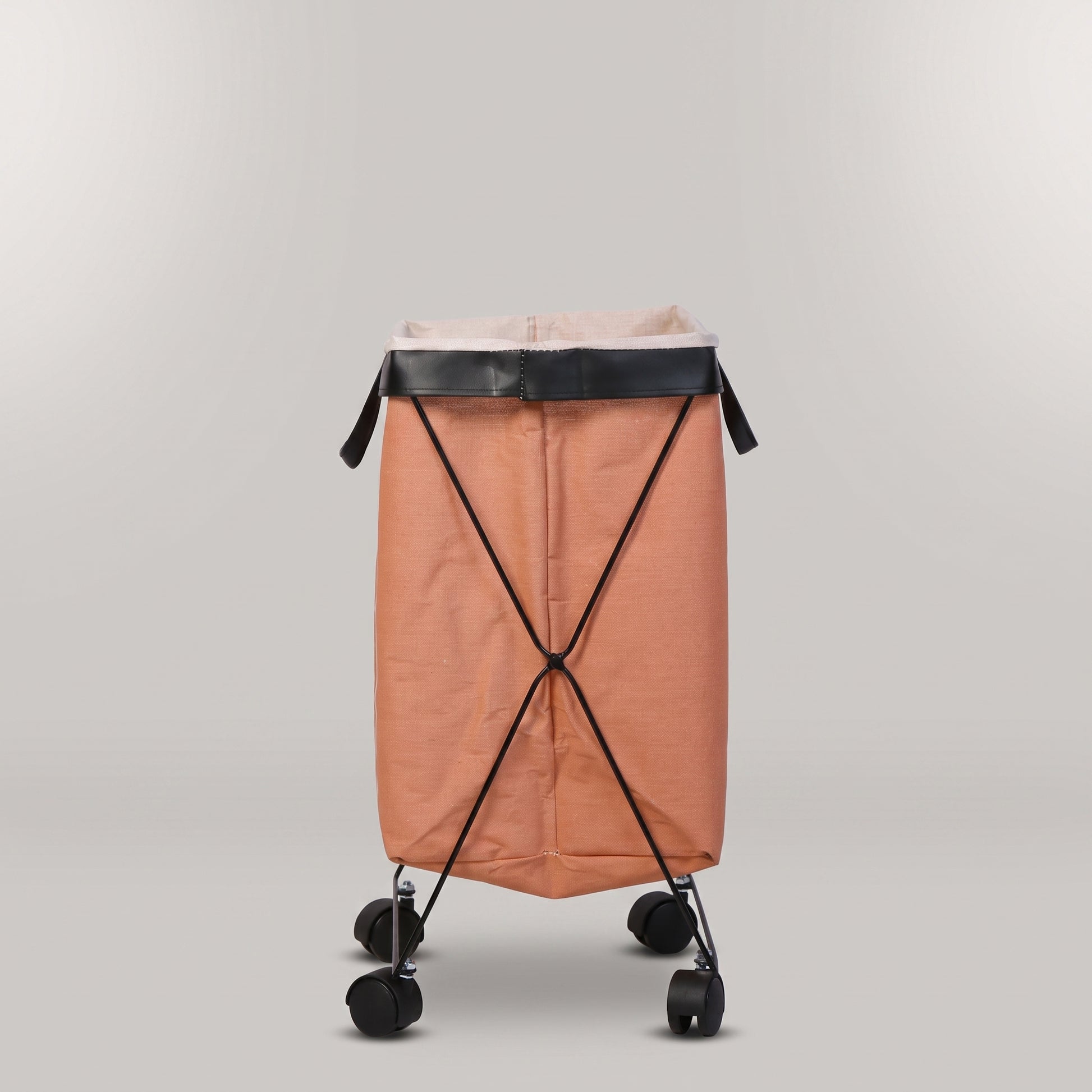 Brick Colour Fabric Laundry Basket with wheel by Zodiya-3