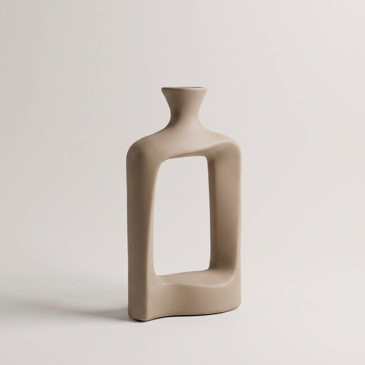 Beige Ceramic Sculpture Flower Vase By Zodiya