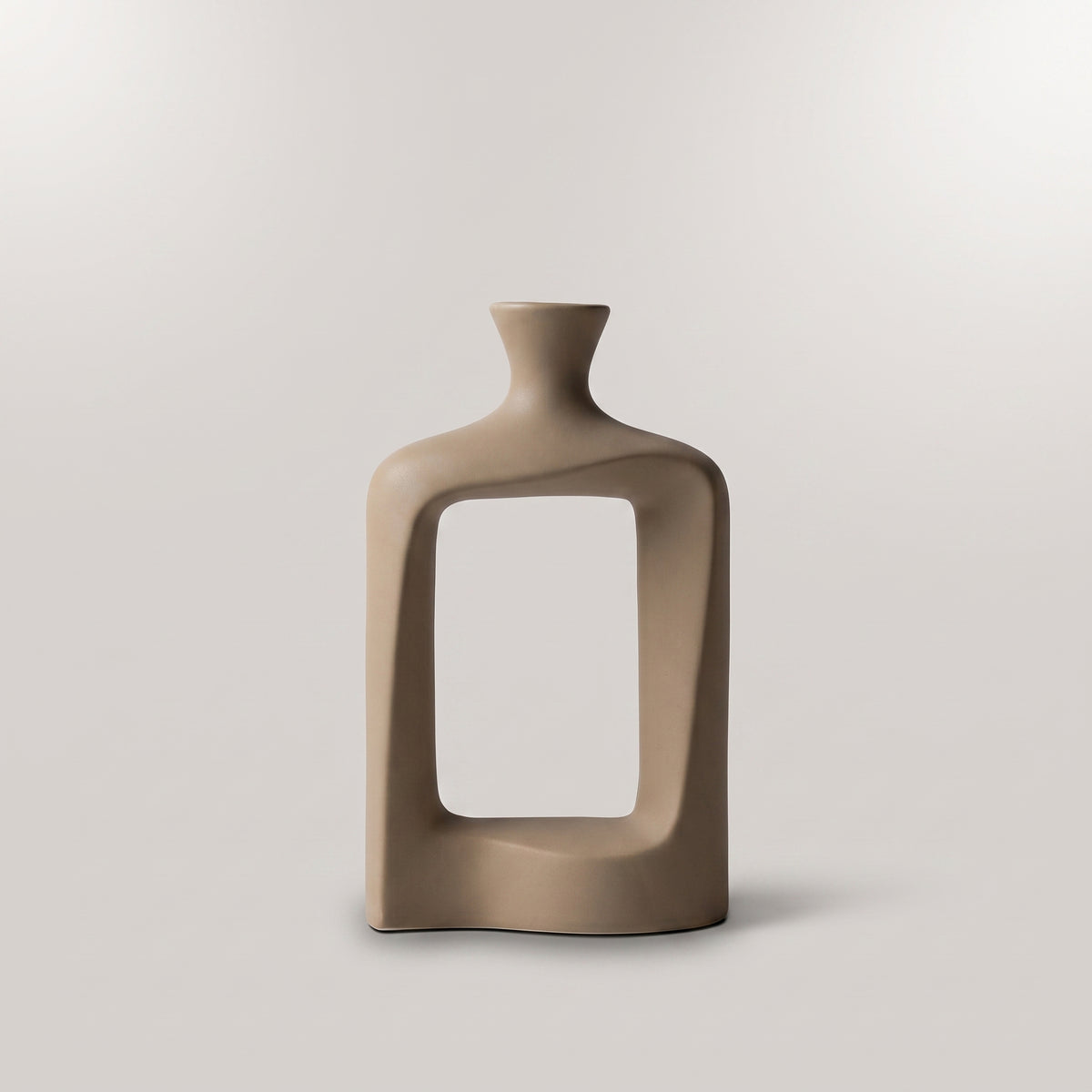 Beige Ceramic Sculpture Flower Vase By Zodiya