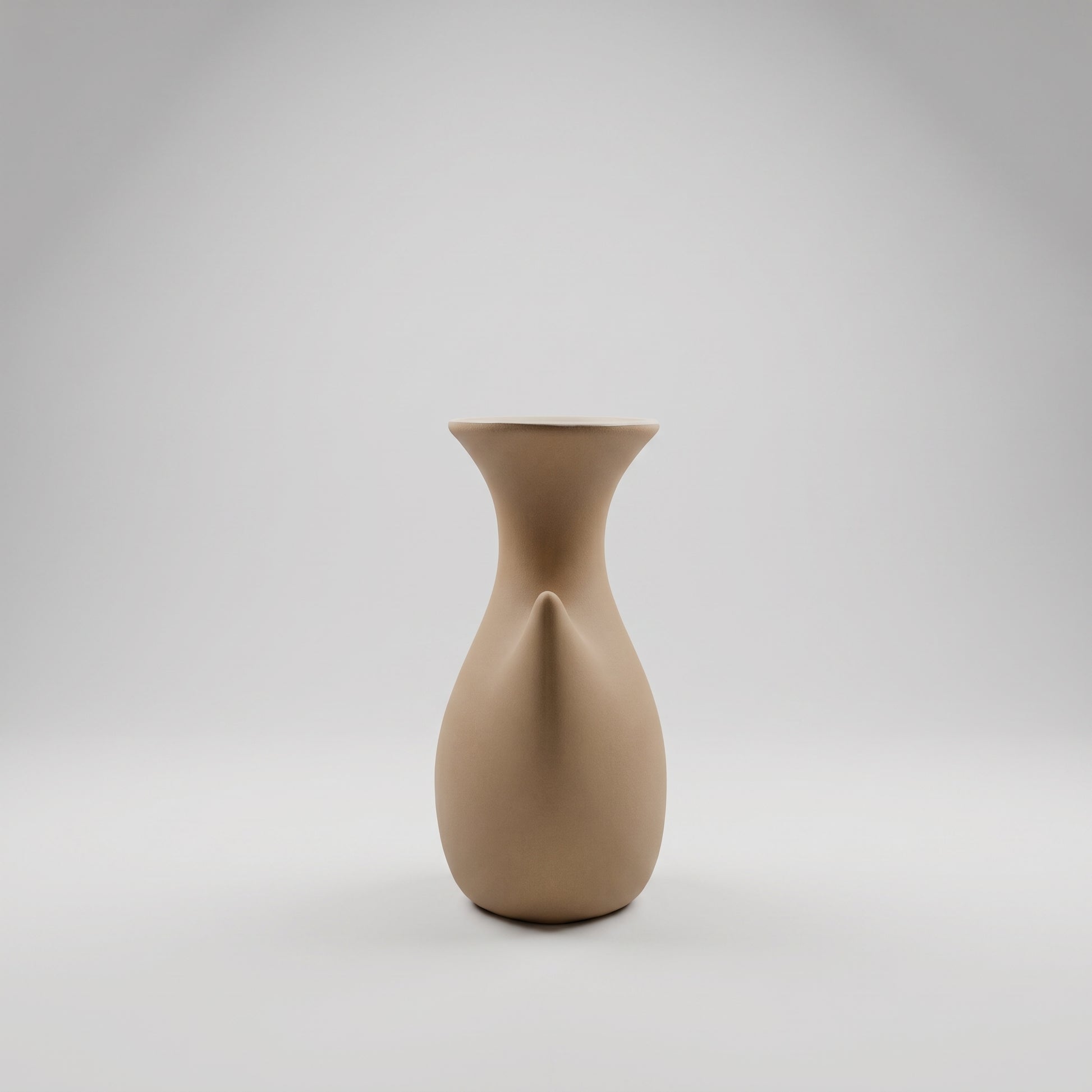 Brown Cresent Shaped Ceramic Vase By Zodiya-7