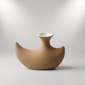 Brown Crescent Shape Ceramic Vase By Zodiya