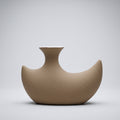 Brown Crescent Shape Ceramic Vase By Zodiya
