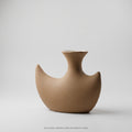 Brown Crescent Shape Ceramic Vase By Zodiya