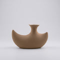 Brown Crescent Shape Ceramic Vase By Zodiya