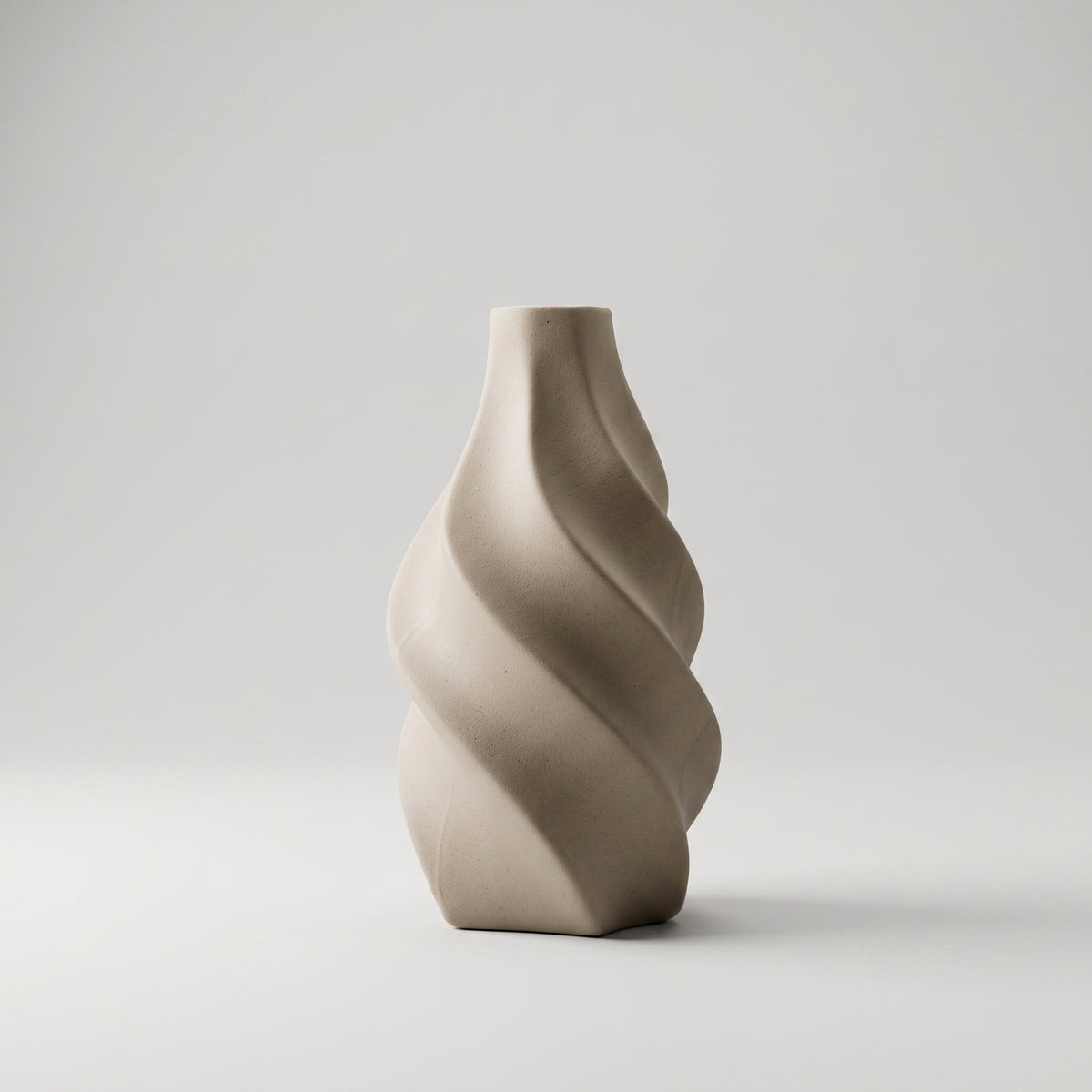 Beige Spiral Ceramic Flower Vase By Zodiya