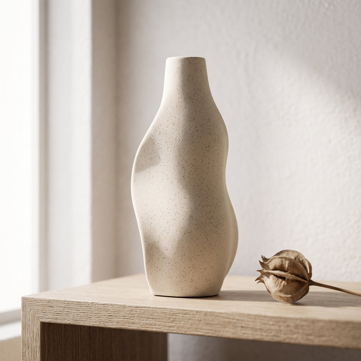 Beige Stone Ceramic Flower Vase (large) By Zodiya