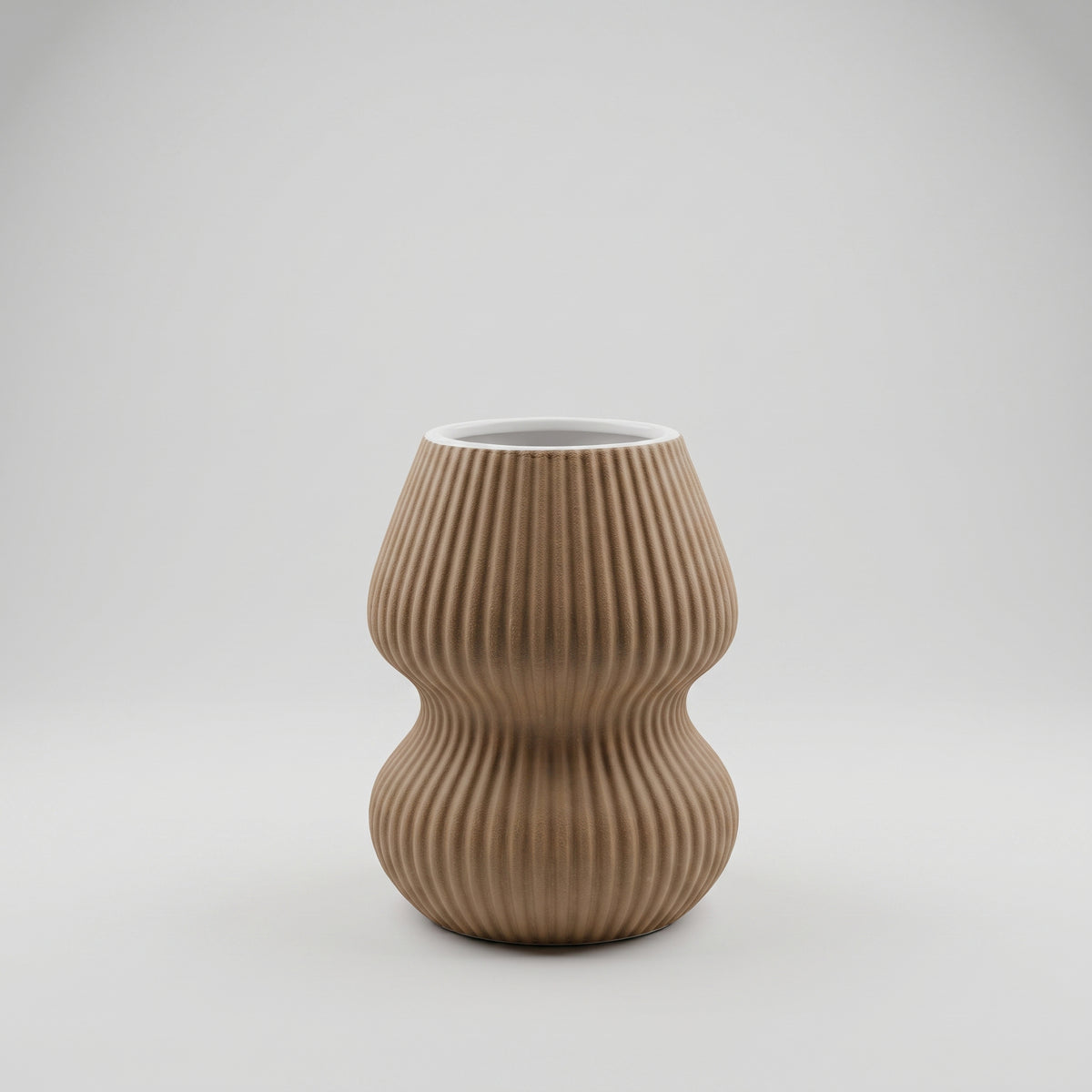 Brown Stripped Ceramic Vase By Zodiya