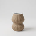 Brown Stripped Ceramic Vase By Zodiya