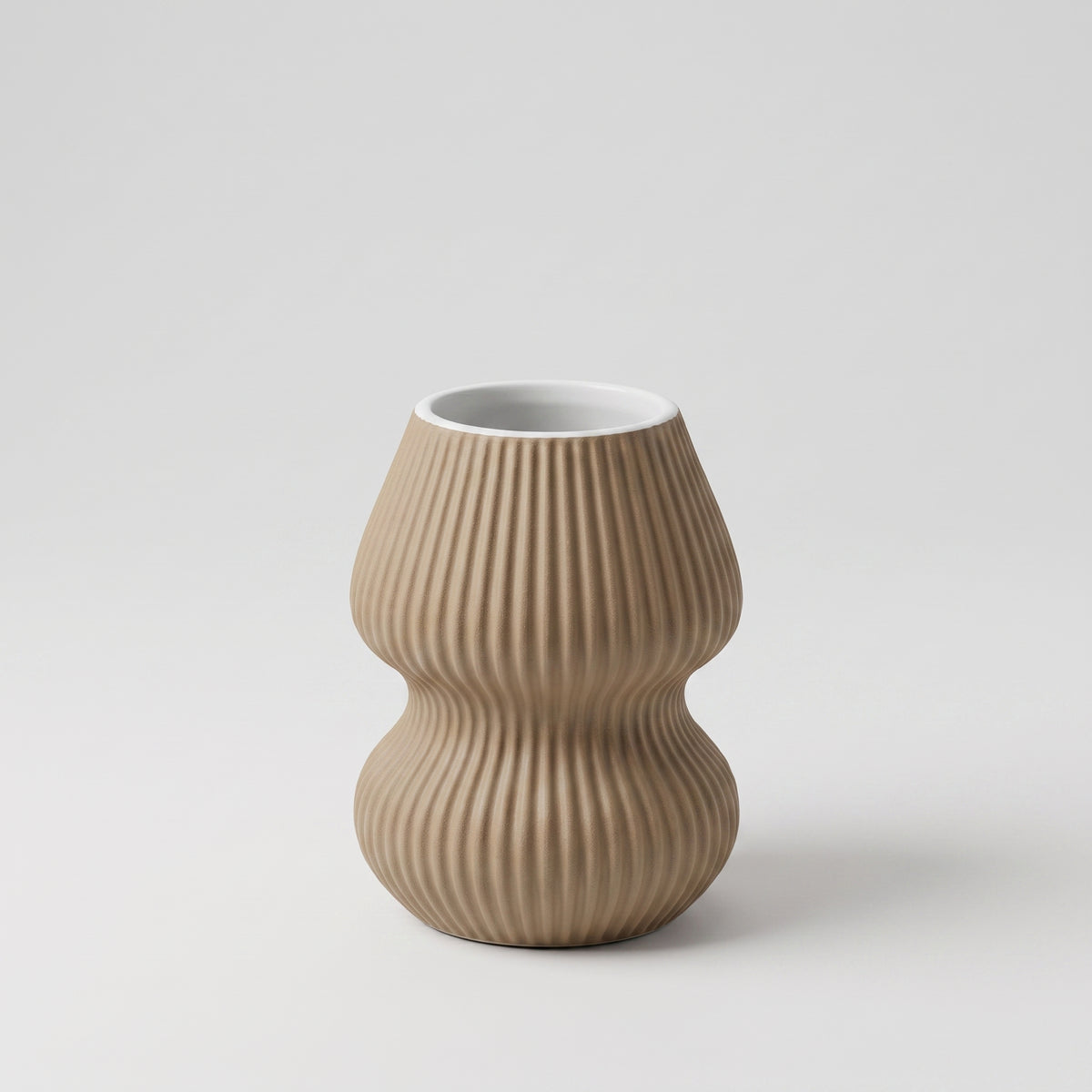 Brown Stripped Ceramic Vase By Zodiya