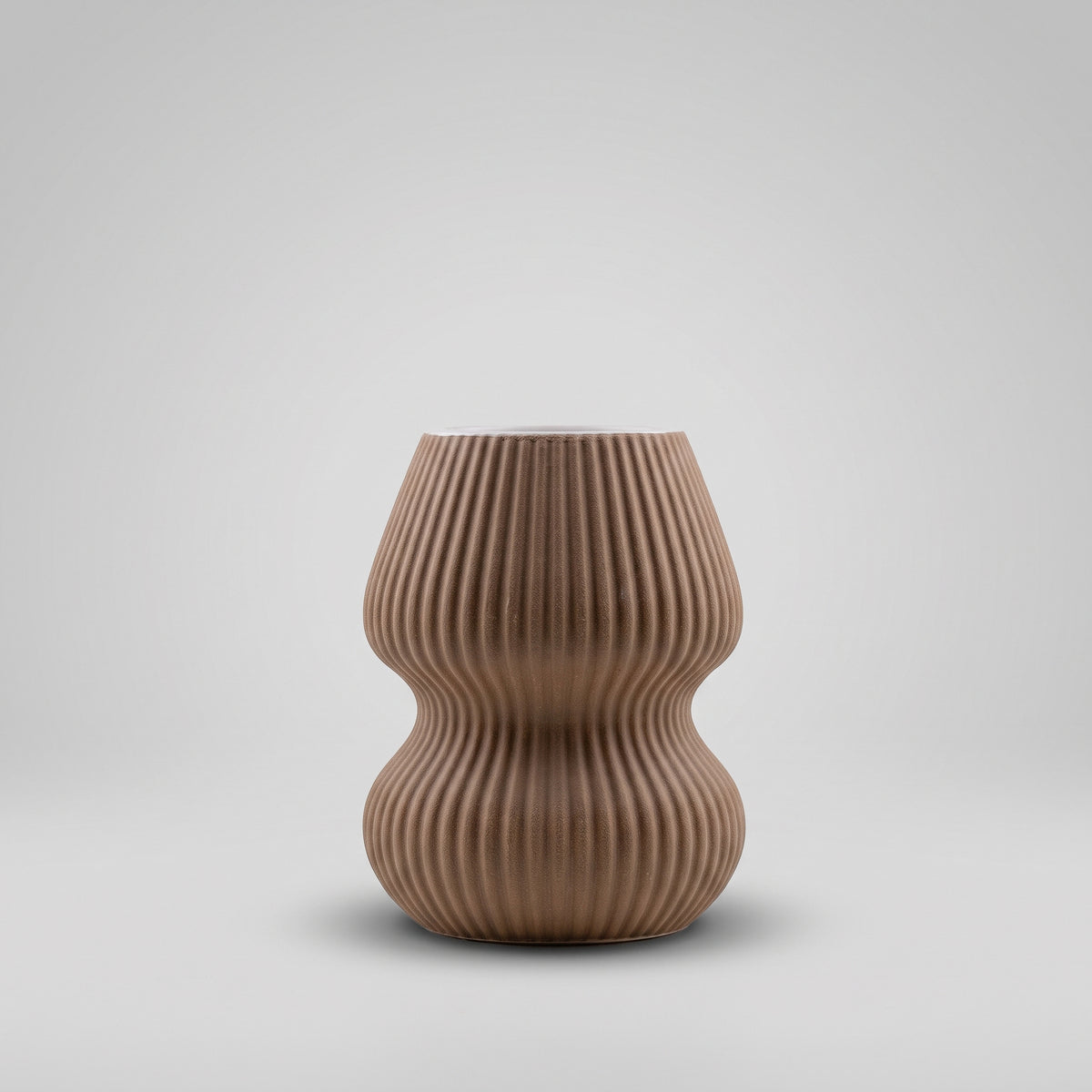 Brown Stripped Ceramic Vase By Zodiya