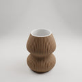 Brown Stripped Ceramic Vase By Zodiya