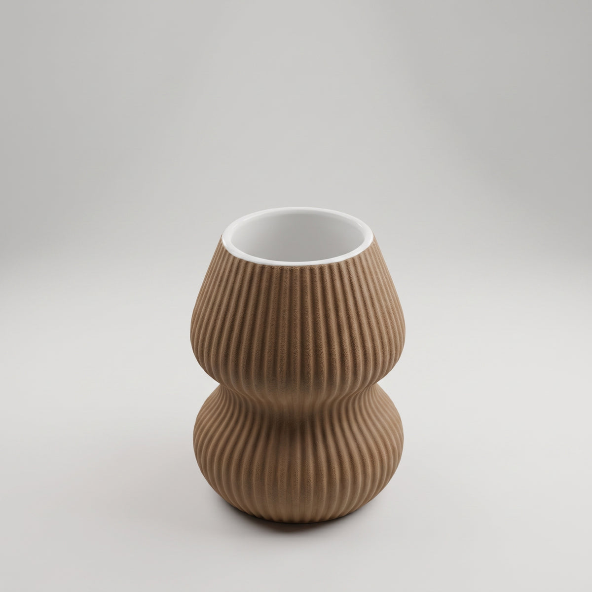 Brown Stripped Ceramic Vase By Zodiya