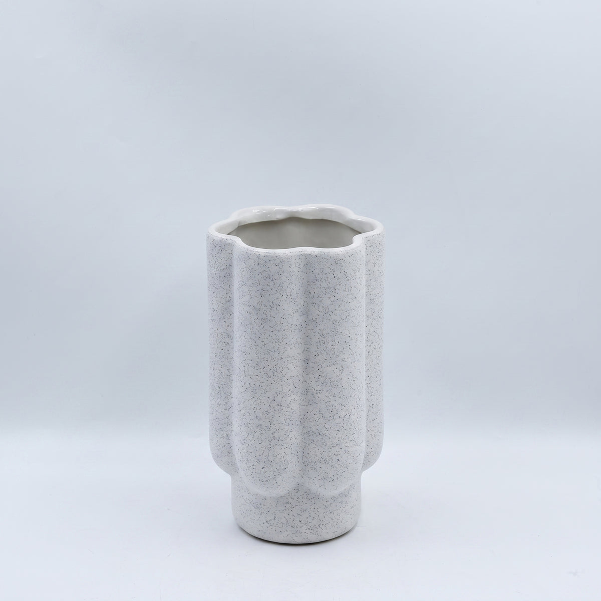 White Ceramic Stone Vase By Zodiya