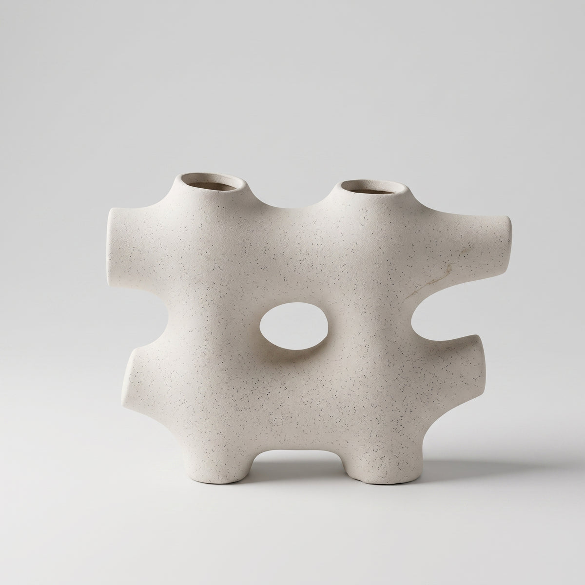 White Ceramic Sculpture Vase By Zodiya