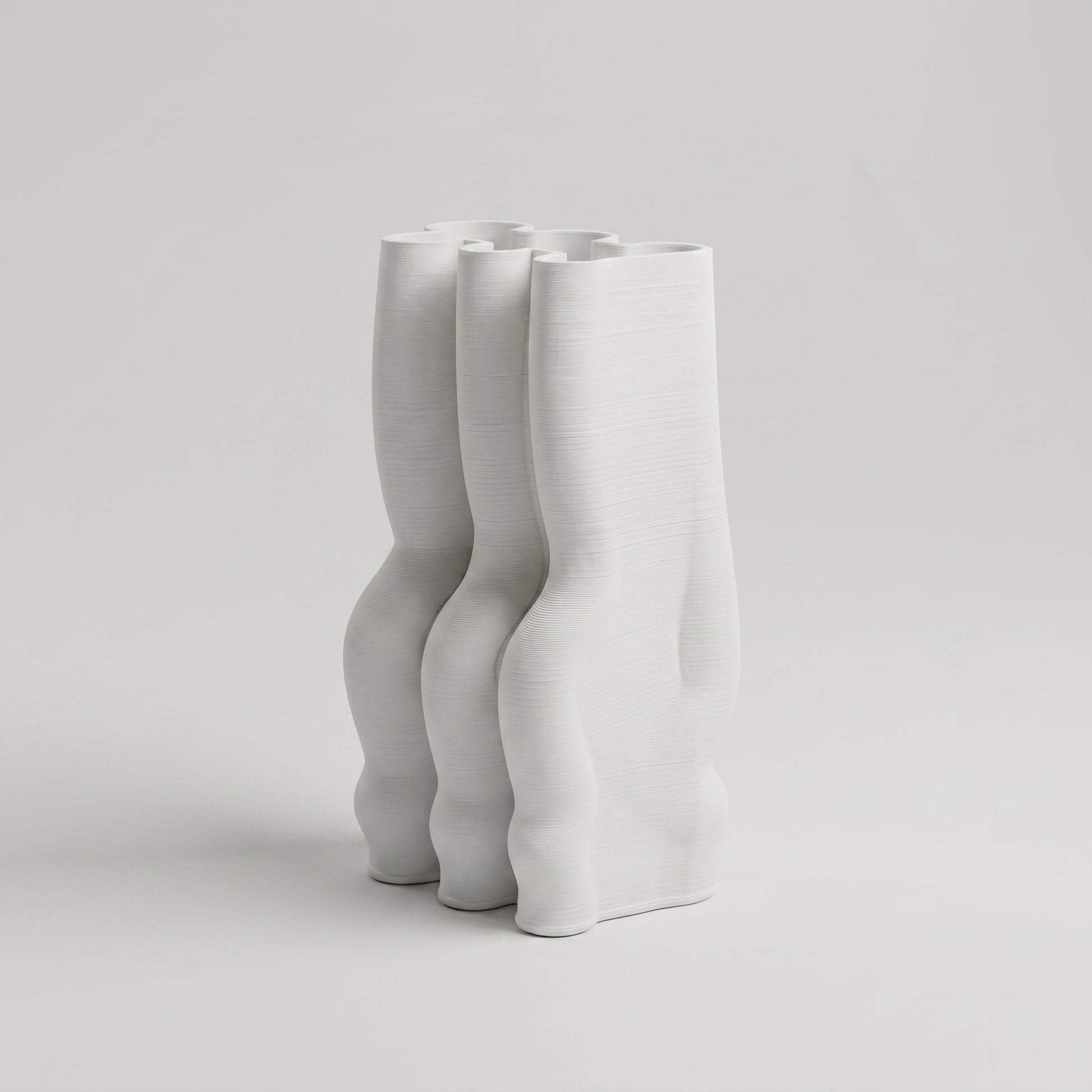 White Wavy Contour Ceramic Flower Vase By Zodiya-6