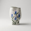 Floral Painted White Ceramic Flower Vase (large) By Zodiya