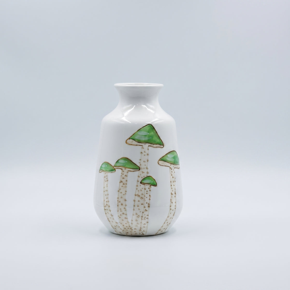 White Green Painted Ceramic Flower Vase By Zodiya