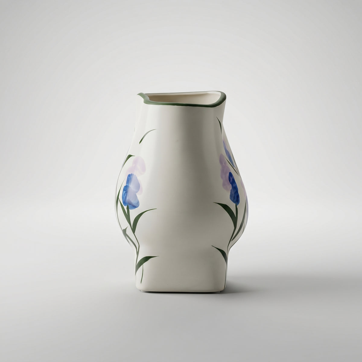 Floral Painted White Ceramic Flower Vase (large) By Zodiya