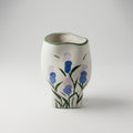 Floral Painted White Ceramic Flower Vase (large) By Zodiya