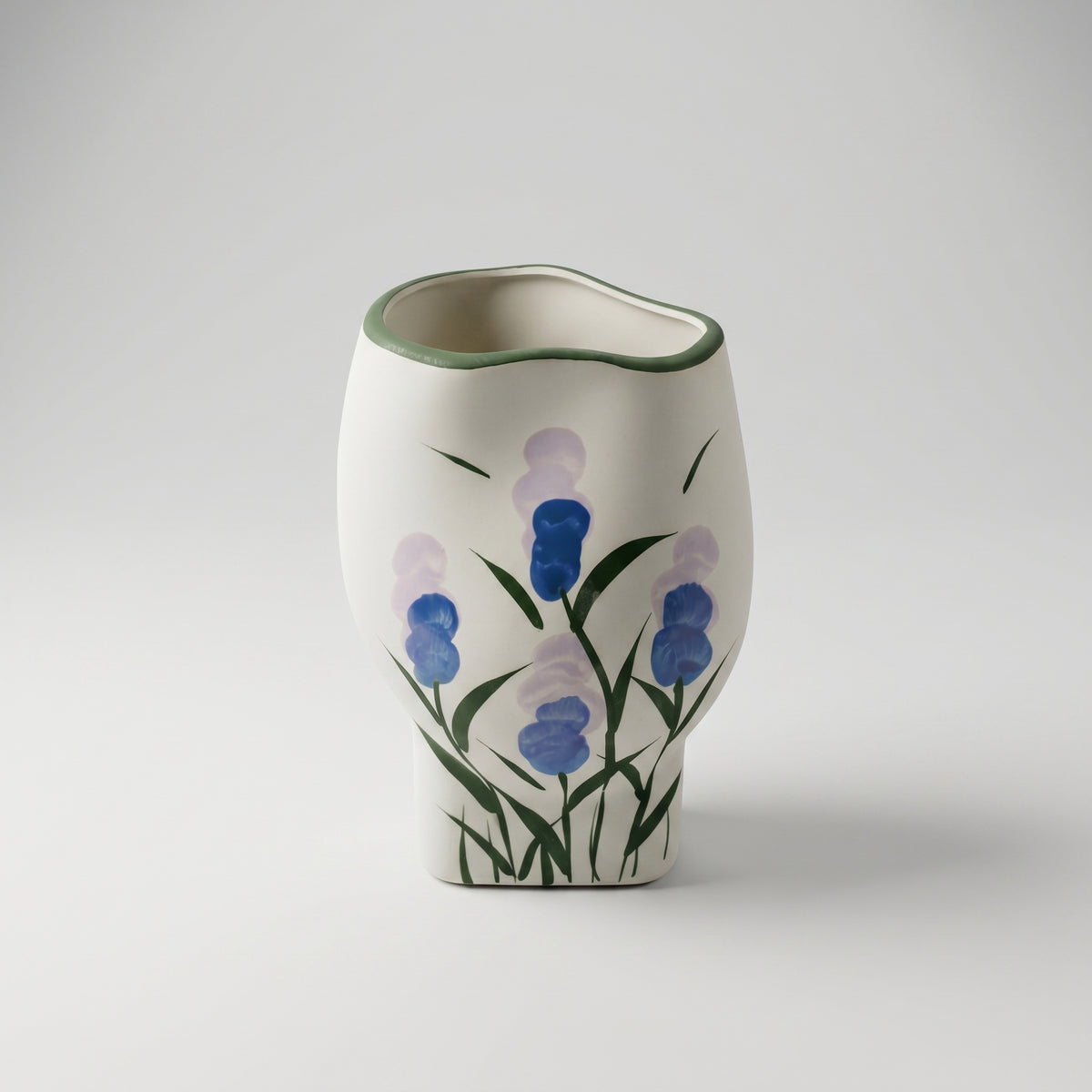 Floral Painted White Ceramic Flower Vase (large) By Zodiya
