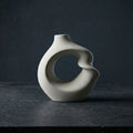 White Ring Ceramic Flower Vase (Small) by Zodiya